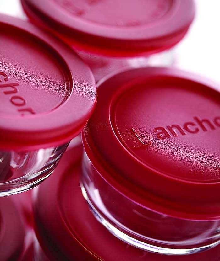 Anchor Hocking Classic Glass Food Storage Containers with Lids, Red, 2-Cup (6-Piece Set - Includes 3 Containers and 3 Lids) - Image 2