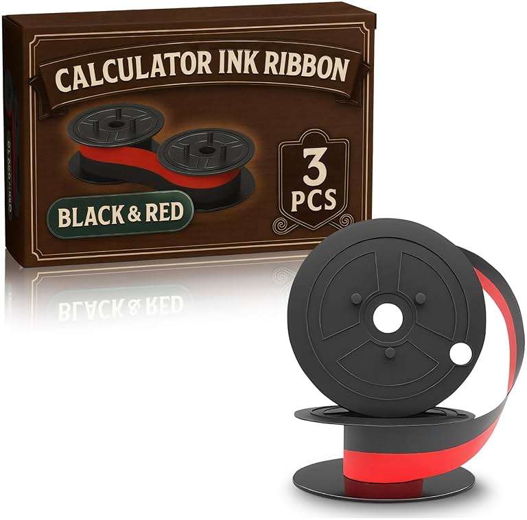 Canon MP11DX Calculator Ink Ribbon Set of 3 – 18ft x 0.5in Sharp EL-1197PIII Calculator Ribbon Red/Black for Great Print Capacity and Brightness, Easy Setup No Tools – Suitable for Popular Models - Image 1