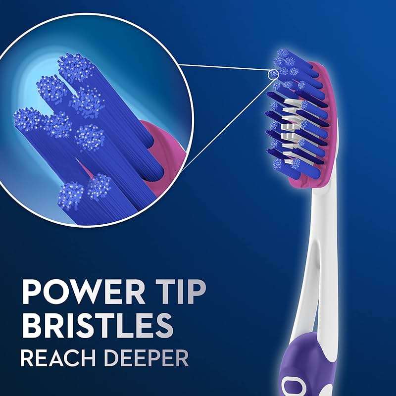 Oral-B 3D White Deep Stain Remover toothbrushes, 2 count toothbrush MEDIUM, Removes 90% of surface stains, whitens teeth, deep reach, removes plaque and stains tooth brush - Image 2