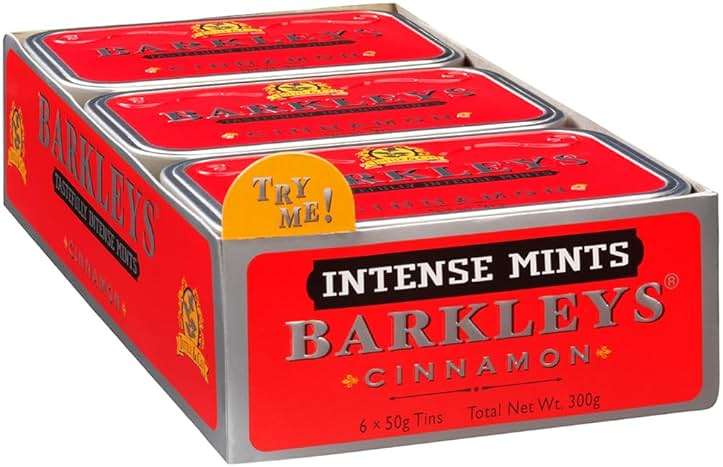 Barkleys Cinnamon Breath Mints -Strong Cool Cinnamon Candy, Breath Freshener, After Dinner Mints In Reusable Classic Travel Tins, Vegan, 6 Pack - 50 Count Each - Image 1