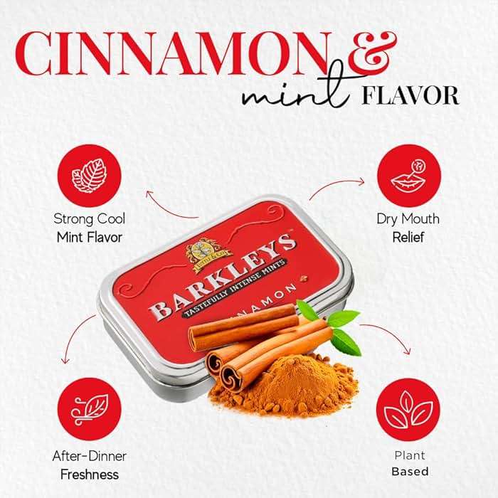 Barkleys Cinnamon Breath Mints -Strong Cool Cinnamon Candy, Breath Freshener, After Dinner Mints In Reusable Classic Travel Tins, Vegan, 6 Pack - 50 Count Each - Image 3