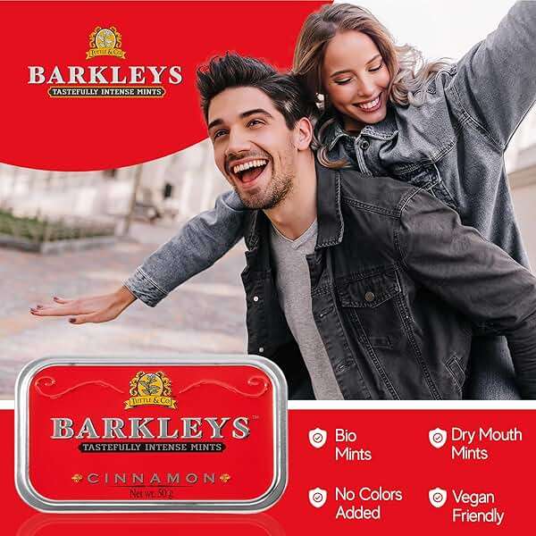 Barkleys Cinnamon Breath Mints -Strong Cool Cinnamon Candy, Breath Freshener, After Dinner Mints In Reusable Classic Travel Tins, Vegan, 6 Pack - 50 Count Each - Image 8