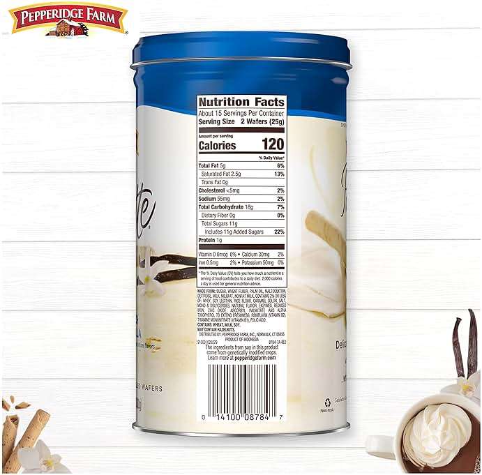 Pepperidge Farm Pirouette Cookies, French Vanilla Flavored Crème Filled Wafers, 13.5 Oz Tin - Image 7