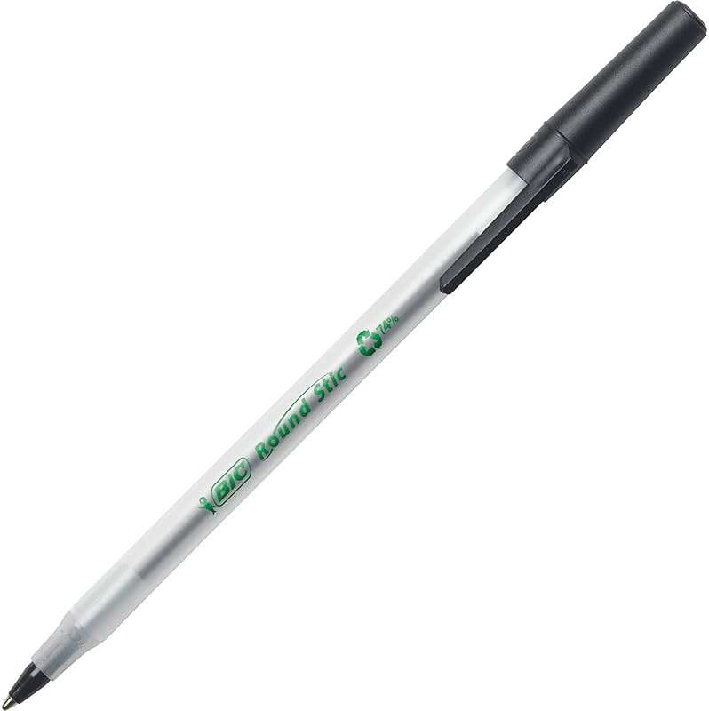BIC Ecolutions Round Stic Ballpoint Pens, Medium Point (1.0mm), 50-Count Pack, Black Ink Pens Made from 97% Recycled Plastic - Image 4