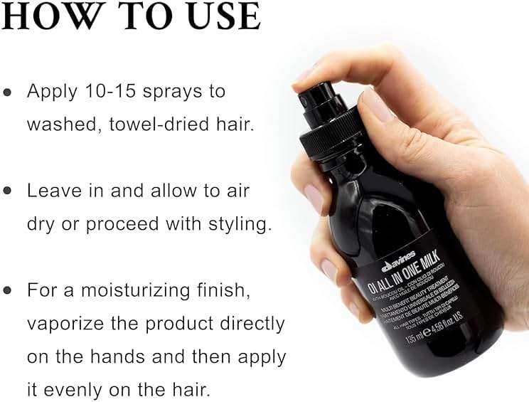 Davines OI All In One Milk, Hair Leave-in Conditioner Multi-Function Spray Treatment - Detangles, Controls Frizz & Heat Protectant - Weightless Antioxidant Roucou Oil Formula - Image 5