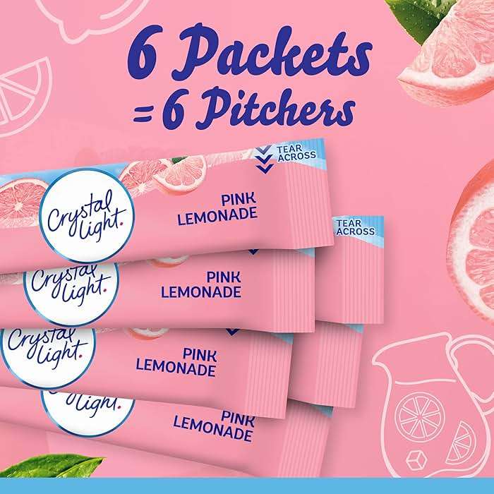 Crystal Light Drink Mix, 72 Pitcher Packets, for Flavorful Hydration and Shareable Refreshment, Pink Lemonade, Natural Flavor with other Natural Flavor, Zero Sugar, Low Calorie, 2.9 oz each box - Image 7