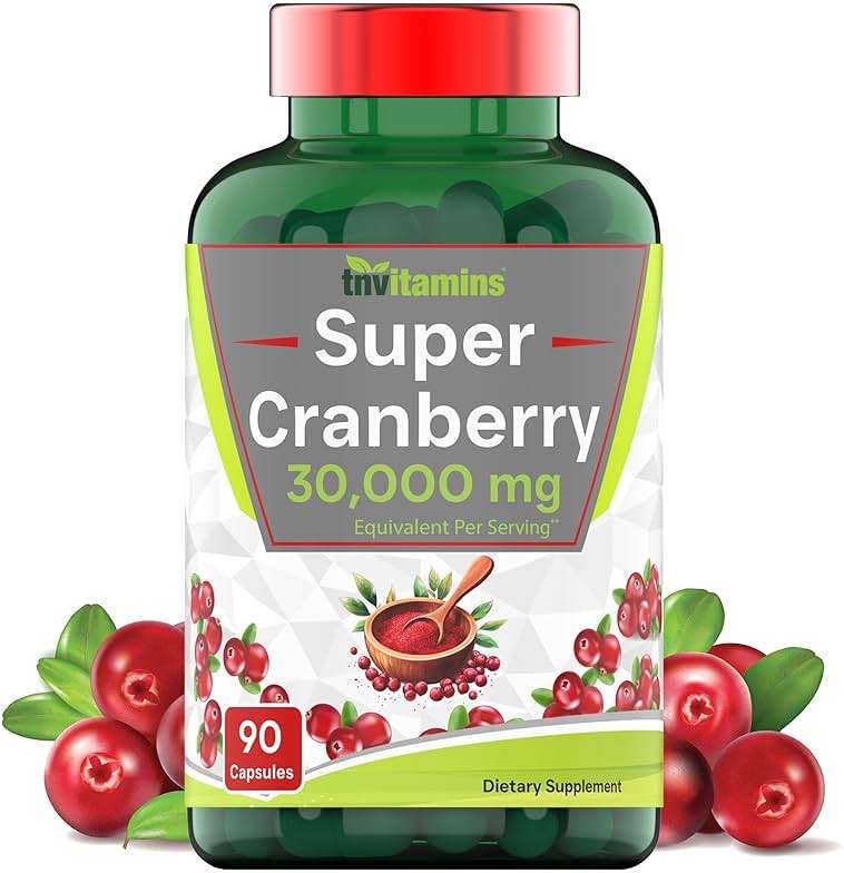tnvitamins Cranberry Pills for Women & Men - 90 Capsules | Supports Urinary Tract Health* | Cranberry Concentrate Supplement | Bladder & Kidney Support* | Supports Women's Health* | Antioxidants - Image 1