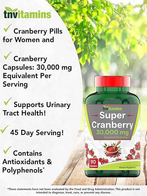 tnvitamins Cranberry Pills for Women & Men - 90 Capsules | Supports Urinary Tract Health* | Cranberry Concentrate Supplement | Bladder & Kidney Support* | Supports Women's Health* | Antioxidants - Image 4