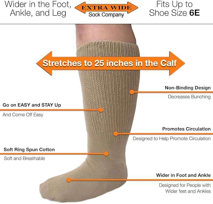 Extra Wide Athletic Crew Socks - Superior Stretch, Wide Foot, Ankle & Calf - 3 Pack, Up to 6E Width, Non-binding - USA - Image 2