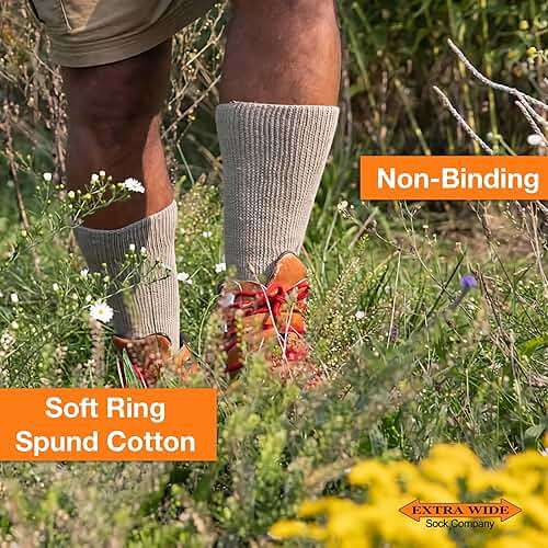 Extra Wide Athletic Crew Socks - Superior Stretch, Wide Foot, Ankle & Calf - 3 Pack, Up to 6E Width, Non-binding - USA - Image 3