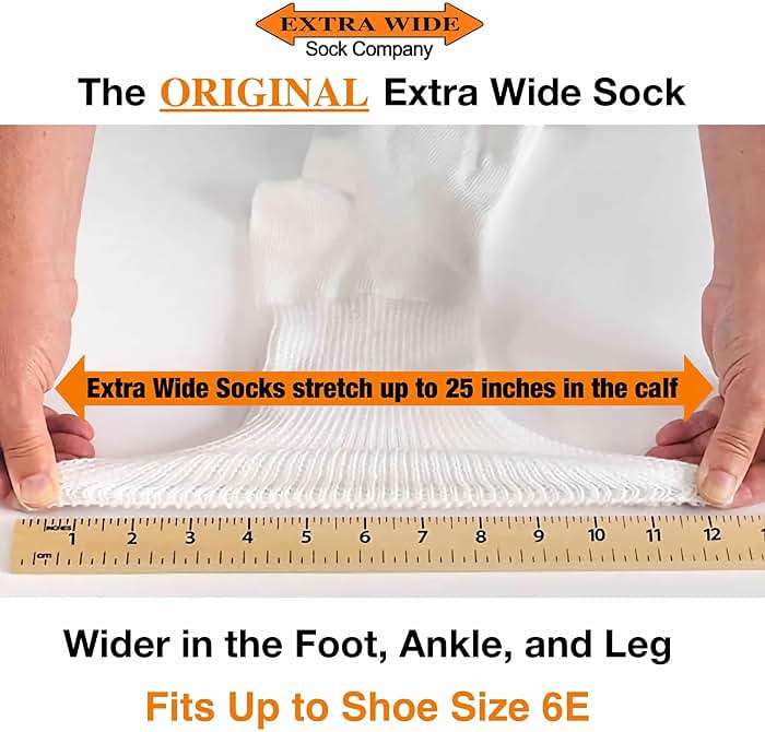Extra Wide Athletic Crew Socks - Superior Stretch, Wide Foot, Ankle & Calf - 3 Pack, Up to 6E Width, Non-binding - USA - Image 5