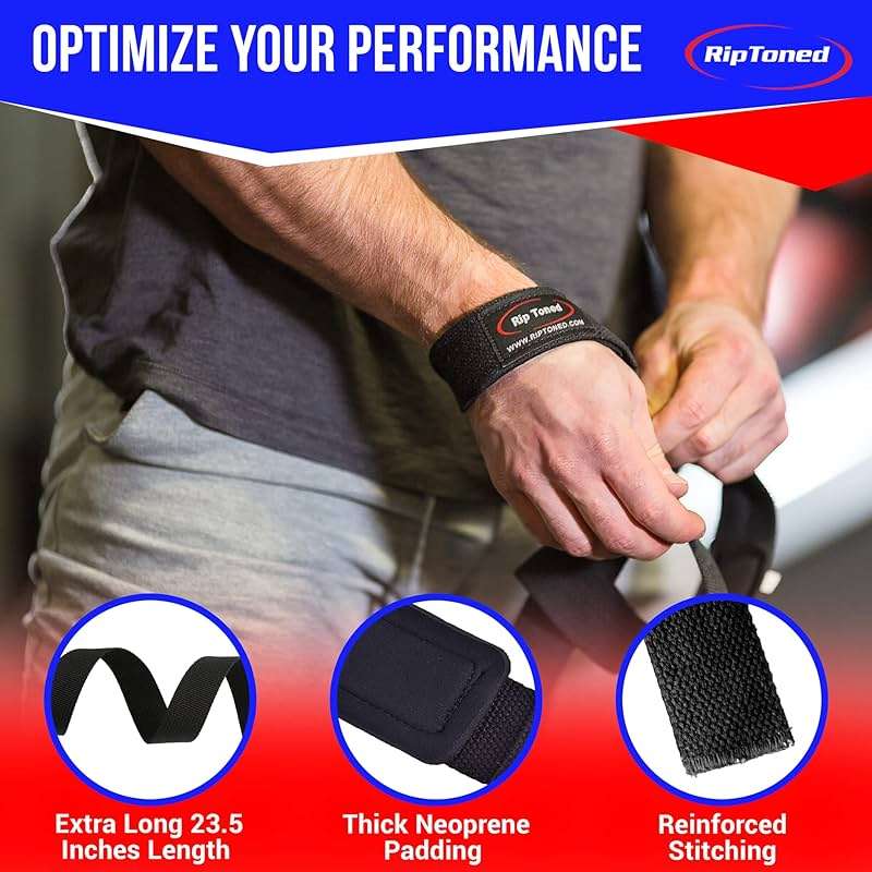 Rip Toned Performance Wrist Straps for Weightlifting – 23" Padded Lifting Straps for Men & Women – Cotton Gym Straps for Deadlifts, Strength Training, Bodybuilding & Powerlifting - Image 4