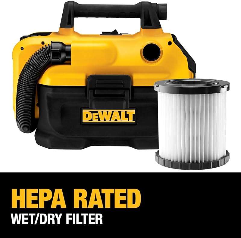 DEWALT 20V MAX Cordless Shop Vac, Wet Dry Vacuum Cleaner, Portable 2 Gallon Wet Dry Vac, Strong Suction Shop Vacuum with Hepa Filter, Tool Only (DCV580H) - Image 3