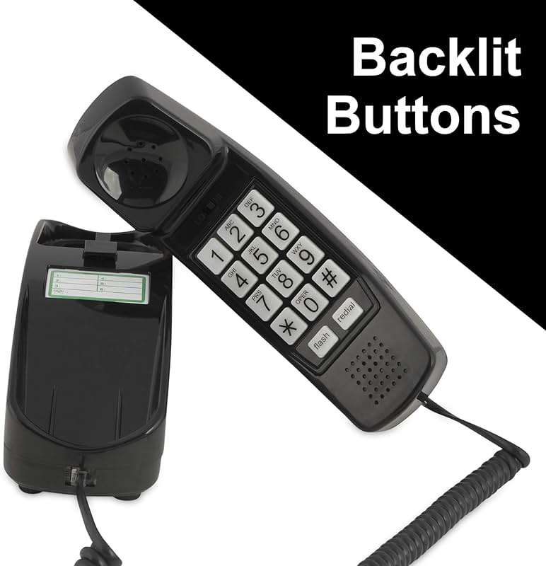 iSoHo Big Button Corded Phone for Seniors – Easy-to-Use Landline with Lighted Keypad, Ergonomic Handset & No Power Needed – Retro Home Phone for Elderly, Visually Impaired & Hard of Hearing, Black - Image 3