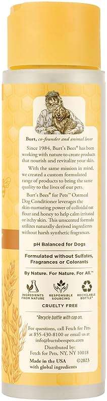 Burt's Bees for Pets Oatmeal Dog Conditioner with Colloidal Oat Flour and Honey, Moisturizes and Softens Dry Dog Coats, pH Balanced and Fragrance-Free, 95% Natural Origin, 10 Fl Oz - Image 2