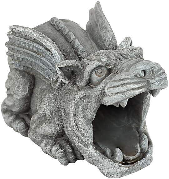 Design Toscano Roland the Gothic Gargoyle Gutter Guardian Rain Downspout Extension Outdoor Statue, 10 Inch Long, Cast Stone Resin, Grey Stone Finish - Image 1