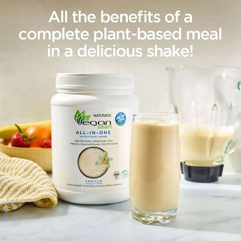 Vegansmart Naturade All-in-One Plant-Based Shake – Low Sugar Nutrition with Protein, Fiber, Vitamins & Minerals, Supports Balanced Energy & Wellness, Vanilla, Vegan - 22.75 oz - Image 6