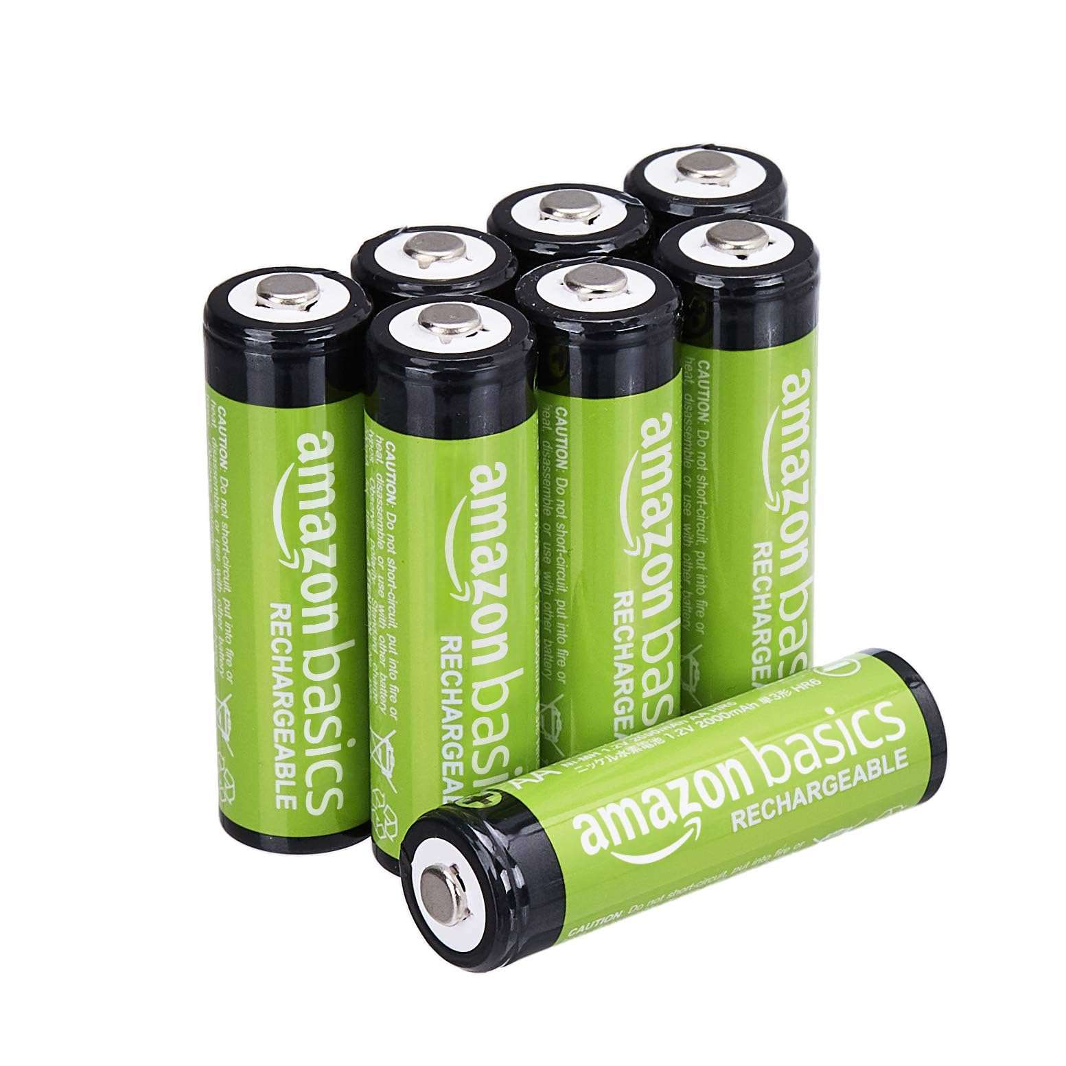 Amazon Basics 8-Pack Rechargeable AA NiMH Batteries, 2000 mAh, 1.2V, Low Self Discharge, Long-Lasting, Pre-Charged, Recharge up to 1000x Times - Image 1