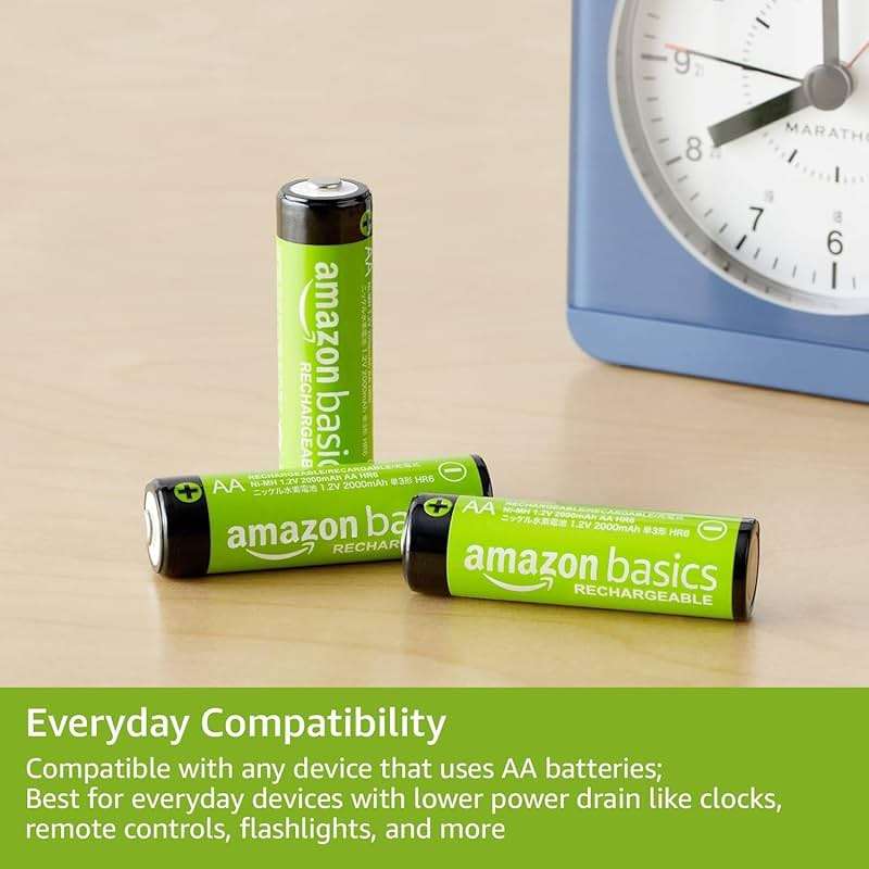 Amazon Basics 8-Pack Rechargeable AA NiMH Batteries, 2000 mAh, 1.2V, Low Self Discharge, Long-Lasting, Pre-Charged, Recharge up to 1000x Times - Image 3