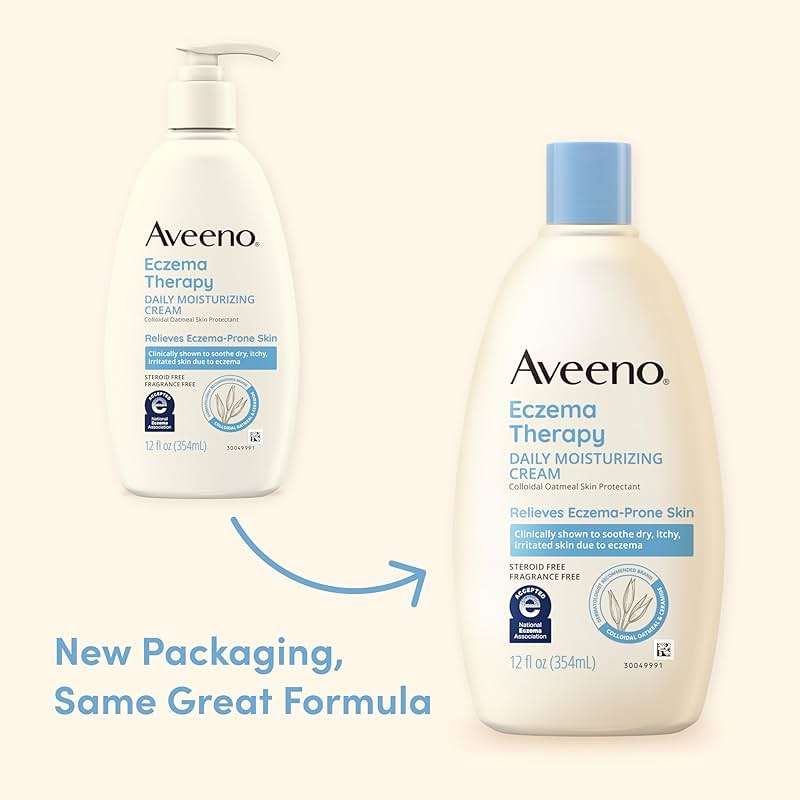 Aveeno Eczema Therapy Daily Moisturizing Body Cream for Sensitive Skin, Soothing Eczema Cream for Dry & Itchy Skin Relief, Colloidal Oatmeal & Ceramide, Steroid- & Fragrance-Free, 12 Oz - Image 2
