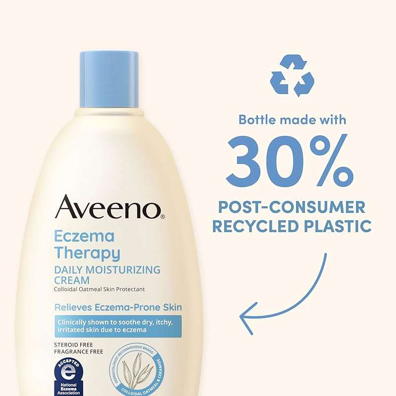 Aveeno Eczema Therapy Daily Moisturizing Body Cream for Sensitive Skin, Soothing Eczema Cream for Dry & Itchy Skin Relief, Colloidal Oatmeal & Ceramide, Steroid- & Fragrance-Free, 12 Oz - Image 4