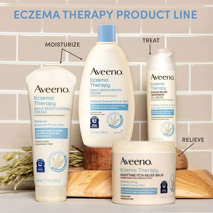 Aveeno Eczema Therapy Daily Moisturizing Body Cream for Sensitive Skin, Soothing Eczema Cream for Dry & Itchy Skin Relief, Colloidal Oatmeal & Ceramide, Steroid- & Fragrance-Free, 12 Oz - Image 5