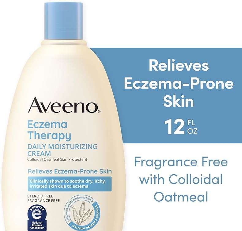 Aveeno Eczema Therapy Daily Moisturizing Body Cream for Sensitive Skin, Soothing Eczema Cream for Dry & Itchy Skin Relief, Colloidal Oatmeal & Ceramide, Steroid- & Fragrance-Free, 12 Oz - Image 8
