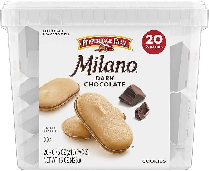 Pepperidge Farm Milano Cookies, Dark Chocolate, 20 Packs, 2 Cookies per Pack - Image 6