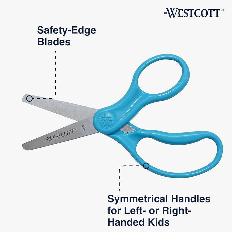 Westcott 15968 Right- and Left-Handed Scissors, Classic Kids' Scissors, Back to School, Classroom Supplies, Ages 4-8, 5-Inch Blunt Tip, Neon Blue - Image 2