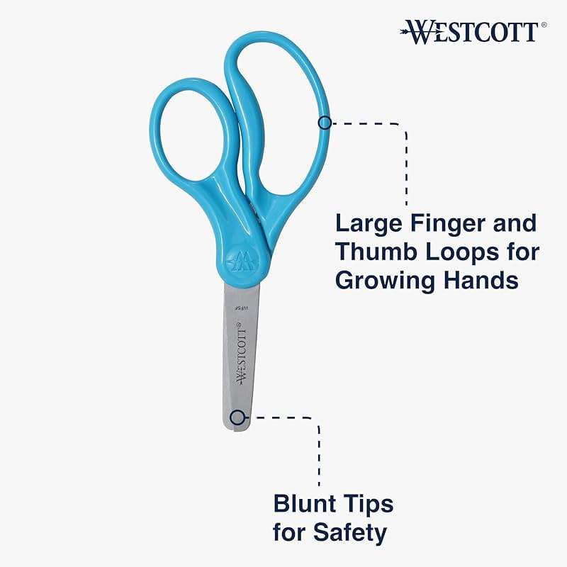 Westcott 15968 Right- and Left-Handed Scissors, Classic Kids' Scissors, Back to School, Classroom Supplies, Ages 4-8, 5-Inch Blunt Tip, Neon Blue - Image 3