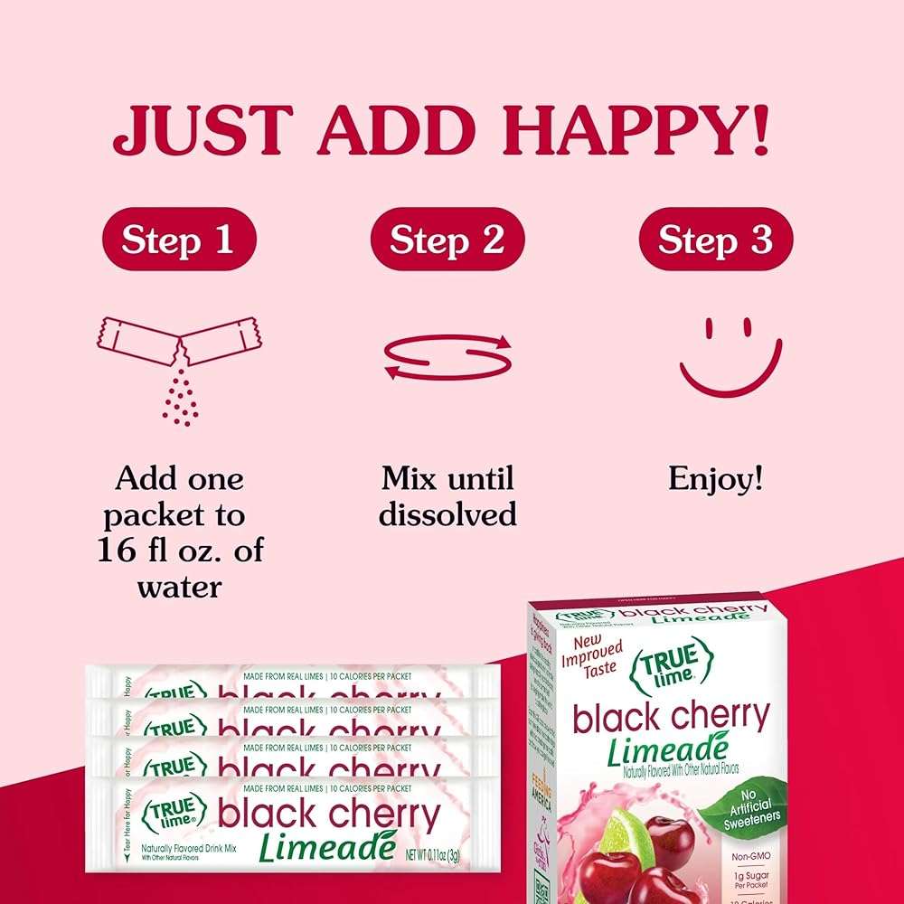 True Citrus Black Cherry Limeade Drink Mix, 1.06 OZ - Image 10