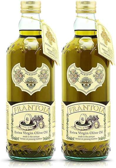 Frantoia Extra Virgin Olive Oil, 33.8 fl oz (1 Liter) – Award-Winning Sicilian EVOO Made from Biancolilla, Nocellara del Belice & Cerasuola Olives – Cold-Pressed within 24 Hours for Fresh, Fruity Flavor [Pack of 2] - Image 1