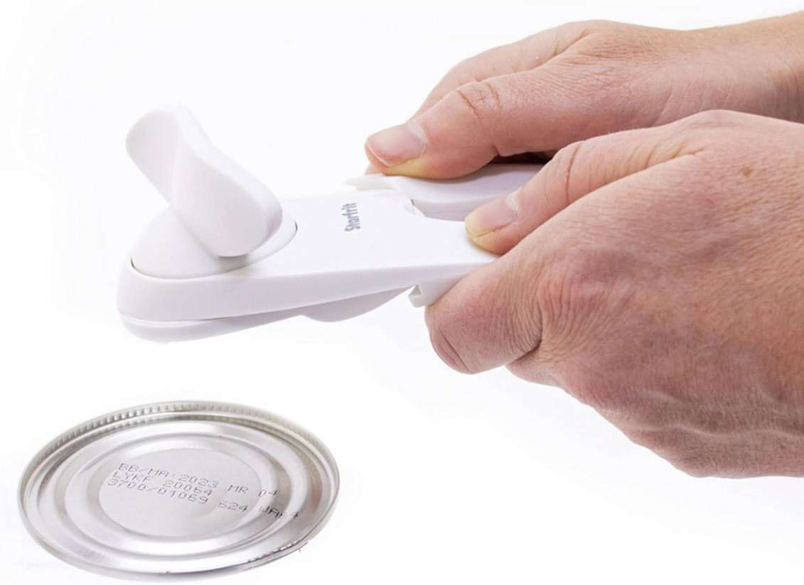 Starfrit Little Beaver Can Opener, Safe, Holds Lid and Leaves No Sharp Edges on Lid, Comfort Grip, 3-Year Warranty, White - Image 2