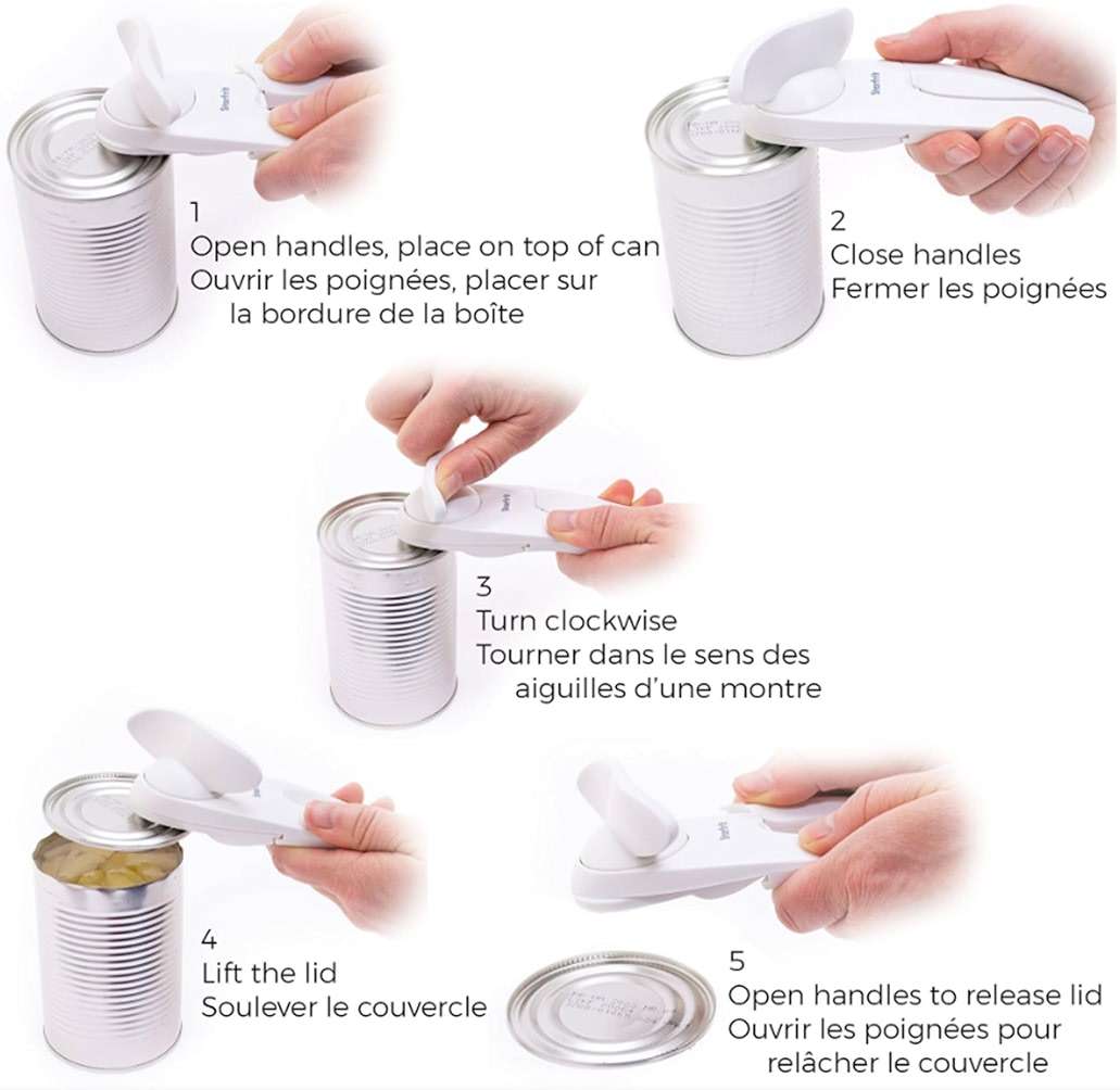 Starfrit Little Beaver Can Opener, Safe, Holds Lid and Leaves No Sharp Edges on Lid, Comfort Grip, 3-Year Warranty, White - Image 4