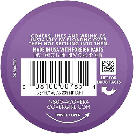 COVERGIRL Simply Ageless Instant Wrinkle Defying Foundation, SPF 28, Hyaluronic Complex & Vitamin C - 235 Medium Light, Pack of 1 - Image 3