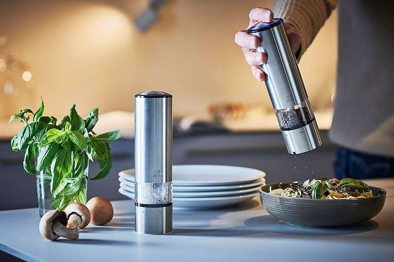 Peugeot - Elis Sense u'Select Electric Salt and Pepper Mill Set - Adjustable Grinders, Battery Powered - Blue LED Light, Stainless Steel, 8-inches - Image 2