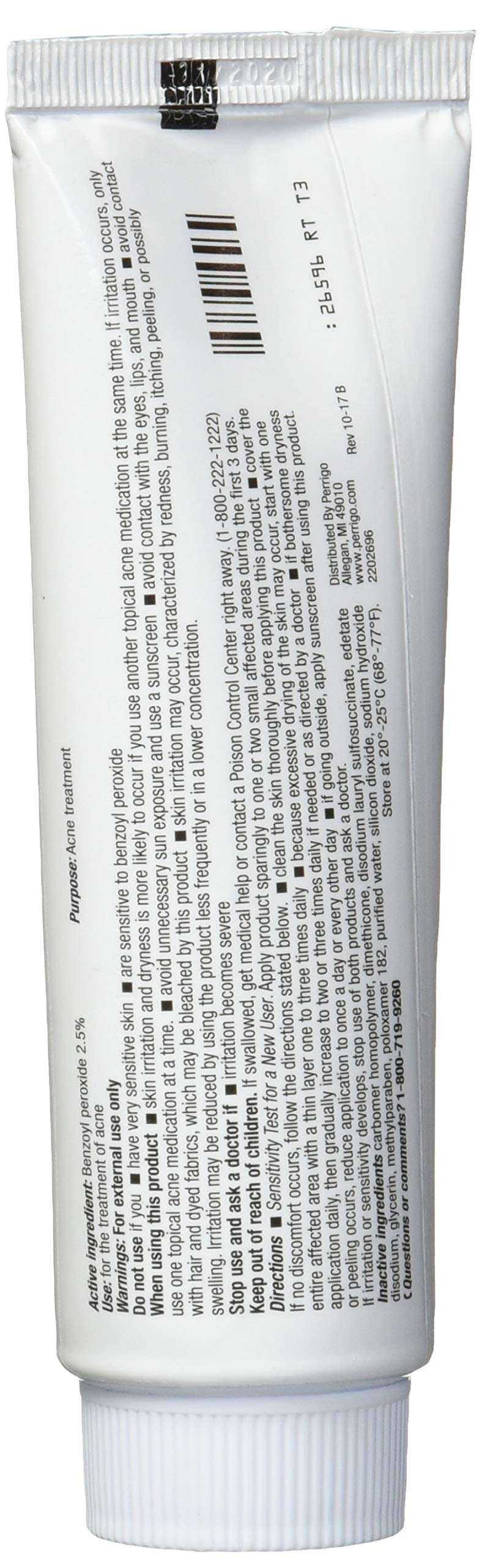 Perrigo 2.5% Benzoyl Peroxide Acne Treatment Gel 60gm Tube - Image 4