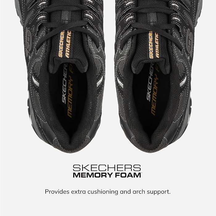 Skechers Men's Afterburn M. Fit Fashion Sneakers - Leather Upper, Memory Foam Insole, Rubber Outsole - Image 2