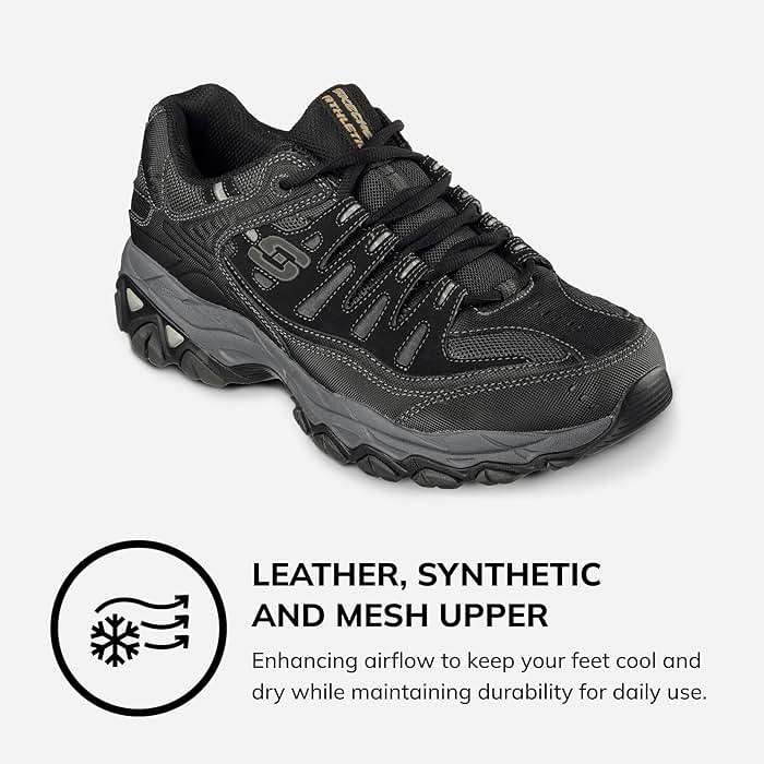 Skechers Men's Afterburn M. Fit Fashion Sneakers - Leather Upper, Memory Foam Insole, Rubber Outsole - Image 3