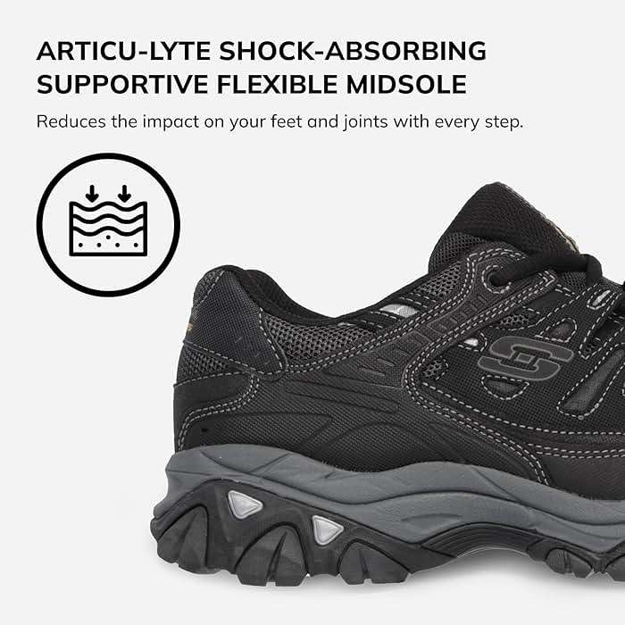 Skechers Men's Afterburn M. Fit Fashion Sneakers - Leather Upper, Memory Foam Insole, Rubber Outsole - Image 4