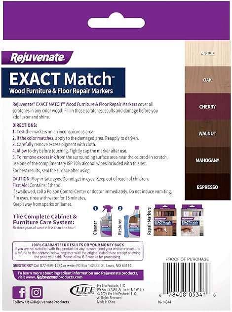 Rejuvenate Exact Match Wood Furniture & Floor Repair Markers, 6 Count, Brown Markers Cover All Scratches, Scuffs And Damage To Wood Furniture And Flooring - Image 2