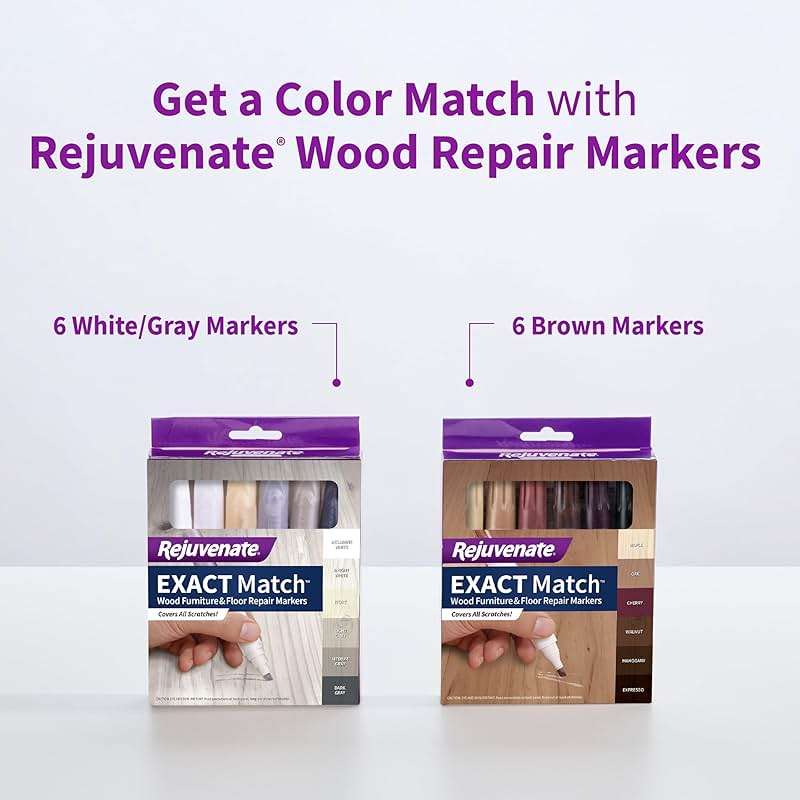 Rejuvenate Exact Match Wood Furniture & Floor Repair Markers, 6 Count, Brown Markers Cover All Scratches, Scuffs And Damage To Wood Furniture And Flooring - Image 8