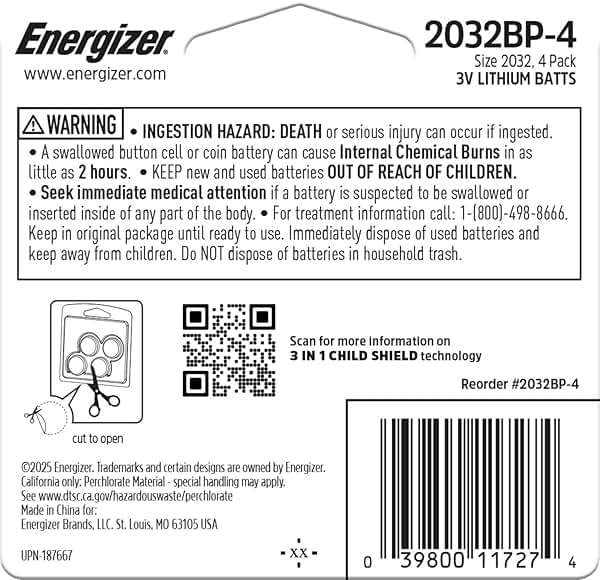 Energizer 2032 Batteries (4 Pack), 3V Lithium Coin Batteries - Image 8
