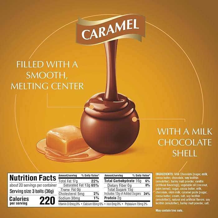 Lindt LINDOR Caramel Milk Chocolate Candy Truffles, Milk Chocolate Candy with Smooth, Melting Truffle Center, 25.4 oz., 60 Count - Image 2
