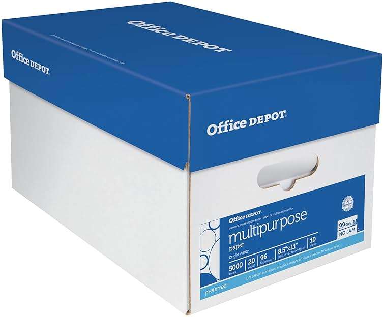 Office Depot® Multi-Use Printer & Copy Paper, 10 Reams, White, Letter (8.5" x 11"), 5000 Sheets Per Case, 20 Lb, 96 Brig - Image 1
