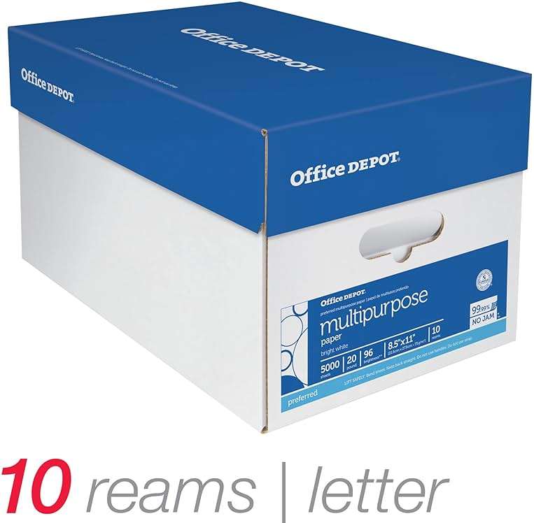 Office Depot® Multi-Use Printer & Copy Paper, 10 Reams, White, Letter (8.5" x 11"), 5000 Sheets Per Case, 20 Lb, 96 Brig - Image 4