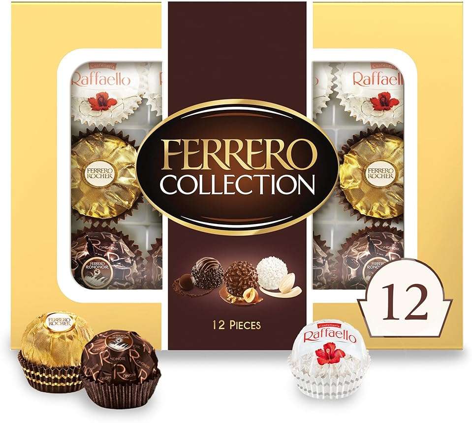 Ferrero Collection Gourmet Gift Box, 12 Assorted Confections with Hazelnut, Dark Chocolate and Coconut, 4.6 oz - Image 1