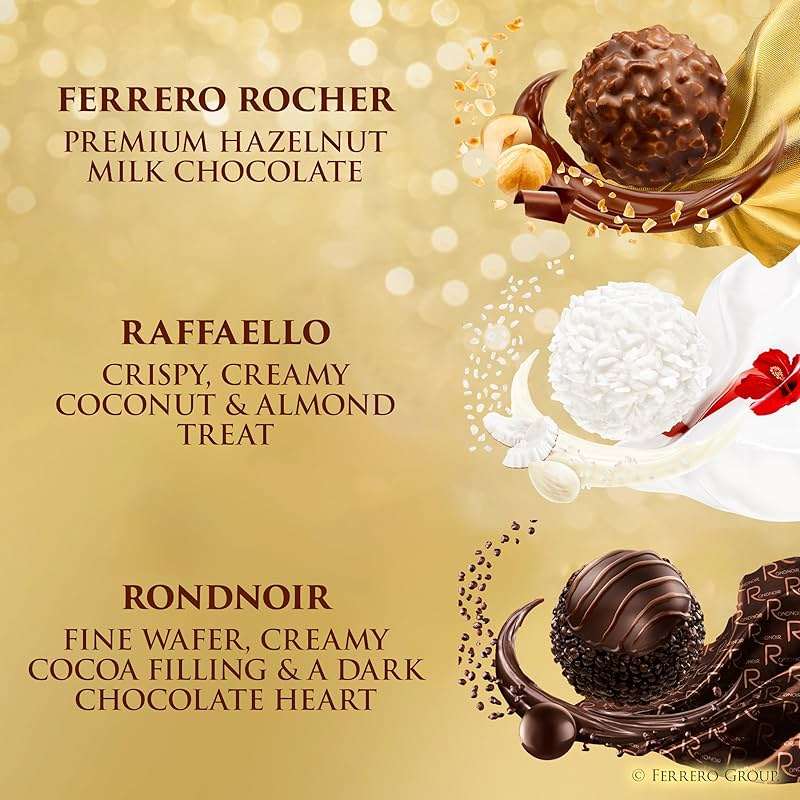 Ferrero Collection Gourmet Gift Box, 12 Assorted Confections with Hazelnut, Dark Chocolate and Coconut, 4.6 oz - Image 3