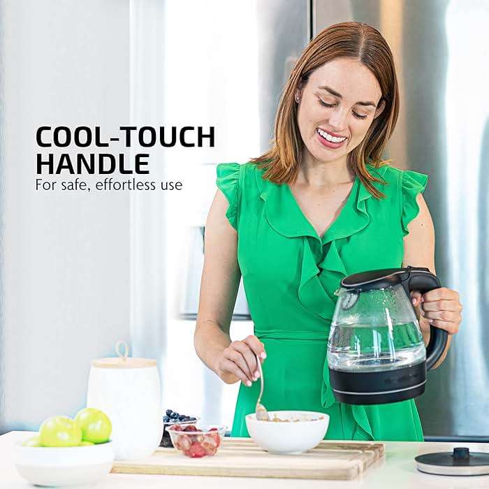 OVENTE Electric Kettle, 1.5L Borosilicate Glass Countertop Water Heater and Boiler for Coffee or Tea, BPA-Free, Auto Shut-Off, Boil-Dry Protection, Removable and Washable Spout Filter, Black KG83B - Image 7