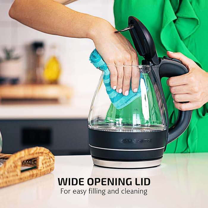 OVENTE Electric Kettle, 1.5L Borosilicate Glass Countertop Water Heater and Boiler for Coffee or Tea, BPA-Free, Auto Shut-Off, Boil-Dry Protection, Removable and Washable Spout Filter, Black KG83B - Image 8